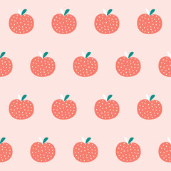 Apple Fruit Seamless Pattern Background. Abstract Funny Childish Wrapping Paper, Wallpaper, Dairy Cover Swatch Print. Baby Kids Textile Fabric Design Apple Fruit Symbol Design