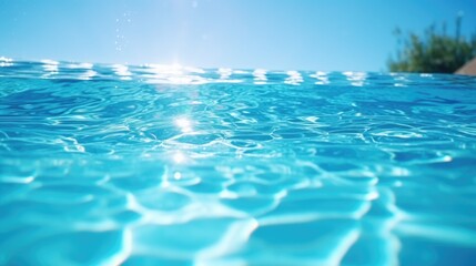 Sun shining brightly on water in a pool, suitable for summer-themed designs