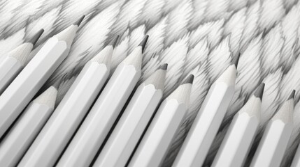 A collection of white pencils, perfect for office supplies or artistic projects