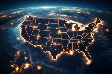 Foto auf Alu-Dibond Usa city lights at night resembling night time view from space, nasa elements included © sorin