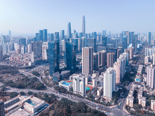 Naklejka na ściany i meble Aerial view of Skyline in Shenzhen city in China