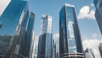 Fototapeta na wymiar Skyscrapers in modern city International corporations Banks and office buildings