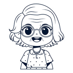 Vector Cute Old Woman Glasses Avatar Grandmother Character Illustration Isolated