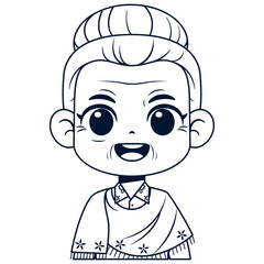 Vector Cute Old Woman Avatar Grandmother Character Illustration Isolated