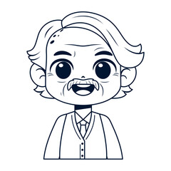 Vector Cute Old Man Avatar Grandfather Illustration Isolated