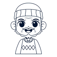 Vector Cute Old Man Moustache Cap Avatar Grandfather Illustration Isolated