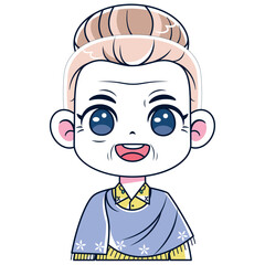 Vector Cute Old Woman Avatar Grandmother Character Illustration Isolated