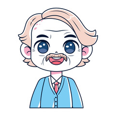 Vector Cute Old Man Avatar Grandfather Illustration Isolated