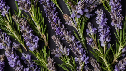 Lavender and rosemary combination pattern for a herbal and aromatic backdrop. 