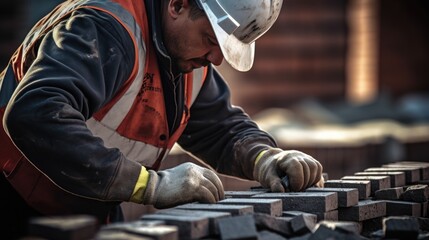 A man in a hard hat working on a piece of metal. Ideal for industrial and construction concepts - obrazy, fototapety, plakaty