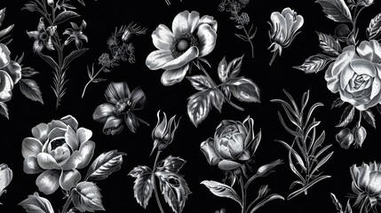 A simple black and white photo of a bunch of flowers. Perfect for minimalist designs