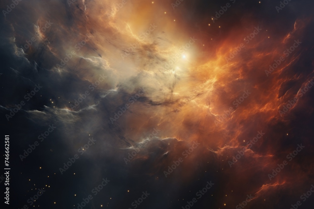 Poster a stunning view of clouds and stars in space. perfect for sci-fi and fantasy themed projects