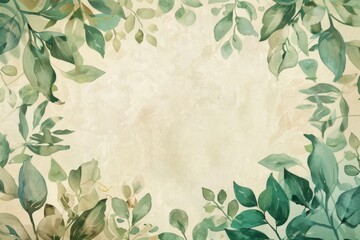 watercolor border in the shape of a wreath with leaves Generative AI