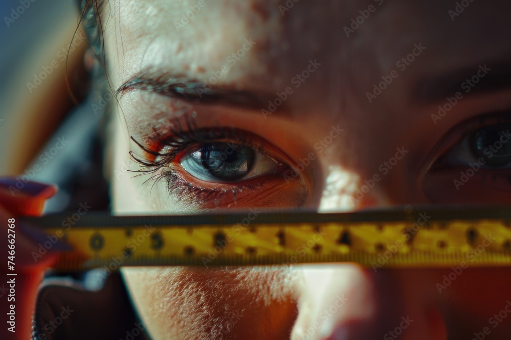 Poster close up of a person holding a tape, suitable for various business and construction concepts