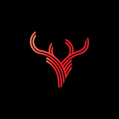 vector abstract deer logo design template with red color
