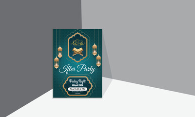 Ramadan Iftar Invitation card design. Editable vector template design