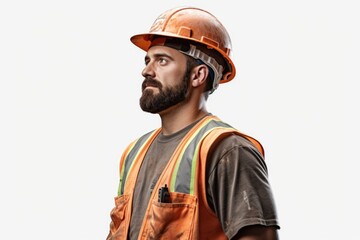 A man wearing a hard hat and safety vest. Ideal for construction and industrial concepts