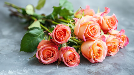 Fragrant bouquet of exquisite pink roses in a bouquet