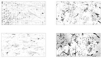 Collection of 4 grunge texture.. Distressed grunge texture background. Vector paint grunge texture set.