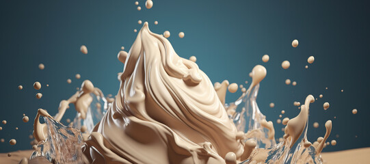 splash wave of vanilla chocolate milk ice cream 8 - obrazy, fototapety, plakaty