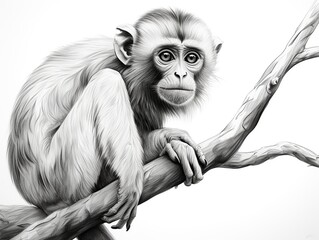 Fototapeta premium Drawings of Monkeys, black and white style