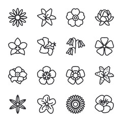 Set of Flowers icon for web app simple line design