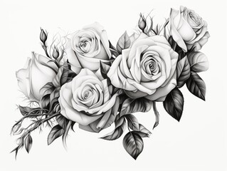 Drawings of Roses, black and white style