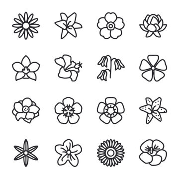 Set of Flowers icon for web app simple line design