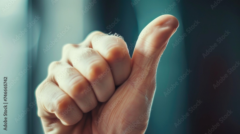 Poster close up of a person's hand holding an object, perfect for illustrating concepts related to human to