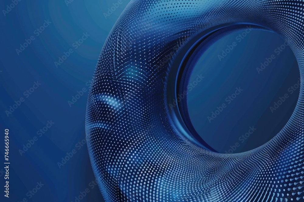 Poster Close up of a circular object on a blue background, suitable for various design projects