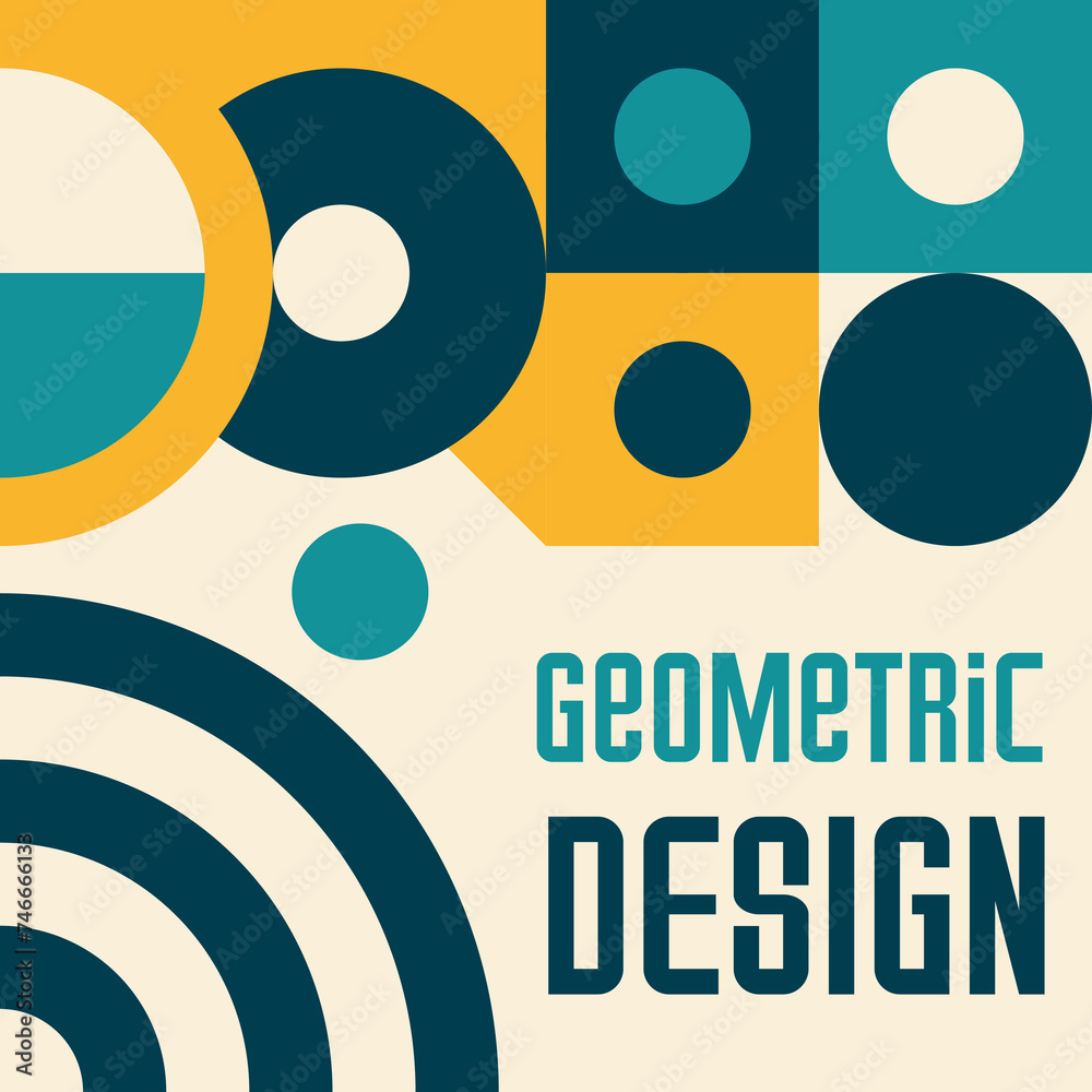 Poster abstract bauhaus poster with geometric pattern or minimal modern background, vector cover template. 