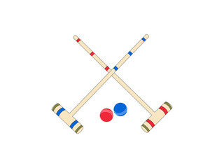 Croquet mallet vector. Croquet mallet and ball vector design and illustration. Good use for symbols, logos, icons, mascots, signs, or any design you want.