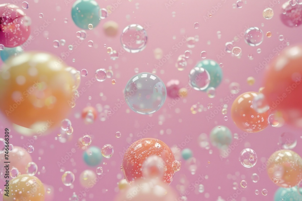 Poster A bunch of bubbles floating in the air, perfect for a variety of creative projects