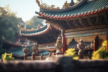 Fototapeta premium A building adorned with numerous statues. Ideal for architectural and historical projects