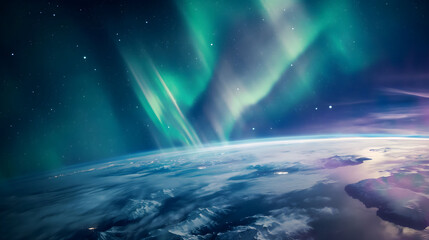 The aurora borealis over the earth
