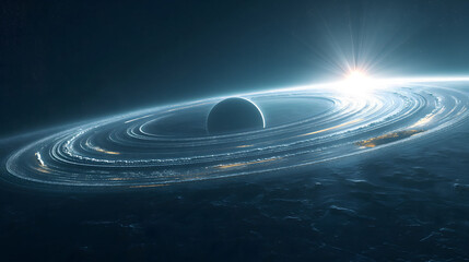 Fototapeta na wymiar New unknown planet in space in the universe, Black hole planet.