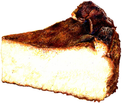 recommend clip art: Colored Pencil Drawing Art Bakery and Desserts, Basque Burnt Cheesecake