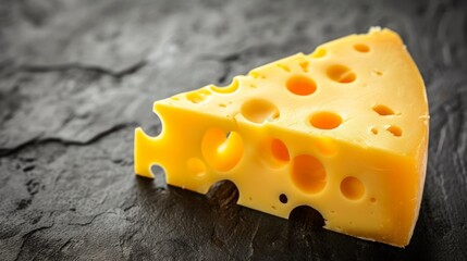 Tempting image of a delicious cheese presented on a sleek black tabletop, copy space for text