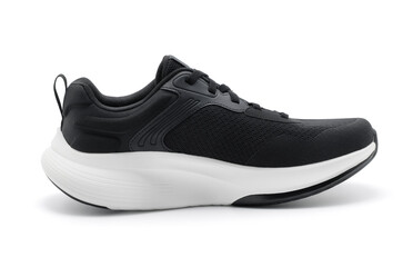 New unbranded fashion stylish black sport walking shoes or sneakers isolated on white background.