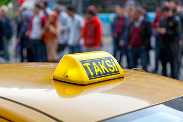 Yellow Turkish taxi sign