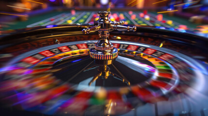 Fototapeta na wymiar casino roulette, spinning in motion, poker game