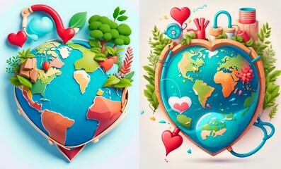 EarthCare Sticker Series. Embracing Our Globe with Eco-conscious Designs and Shaping Earth-Caring Symbols.