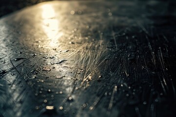 Close up of water droplets on a table, suitable for various design projects