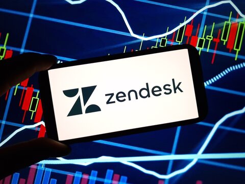 Konskie, Poland - February 24, 2024: Zendesk company logo displayed on mobile phone