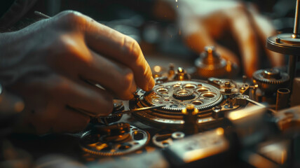 A broken mechanical watch being repaired by a watchmaker.