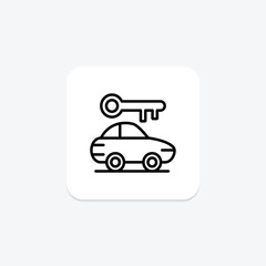 Car Rentals icon, rental cars, car hire, car reservations, car booking line icon, editable vector icon, pixel perfect, illustrator ai file