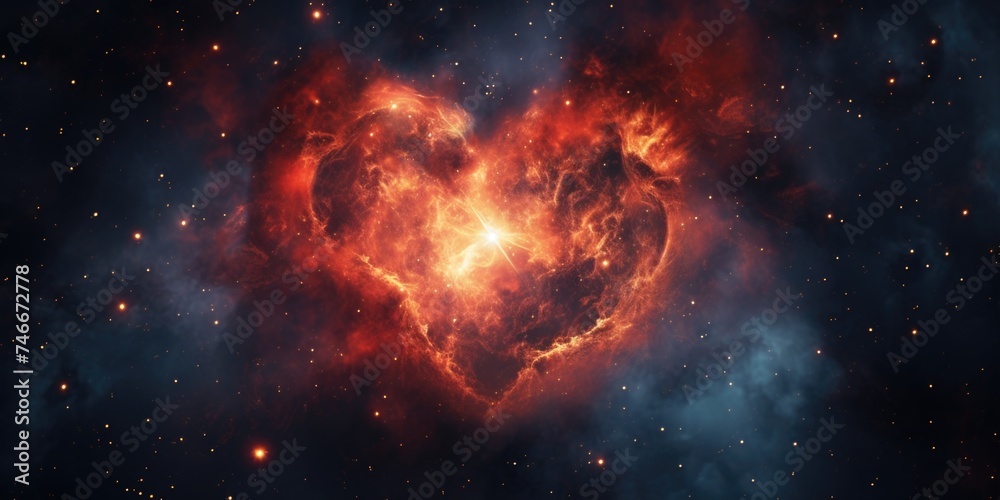 Aufkleber a heart shaped object in the middle of a galaxy. perfect for astronomy enthusiasts