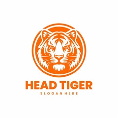 Illustration Silhouette Head Tiger Logo Design