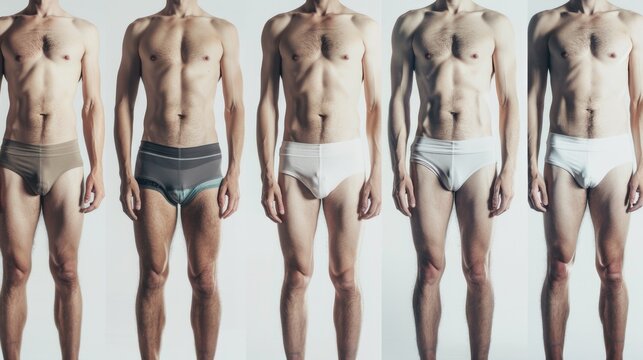 A group of men standing in their underwear. Perfect for fashion or fitness concepts