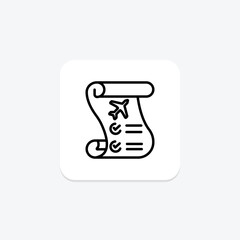 Travel Checklist icon, travel lists, packing checklist, packing lists, vacation checklist line icon, editable vector icon, pixel perfect, illustrator ai file